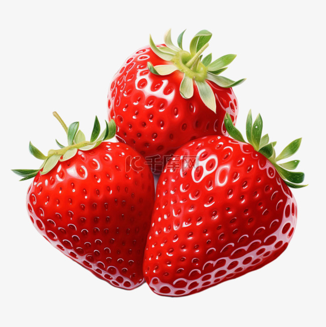 合成新鲜草莓元素立体免抠图案