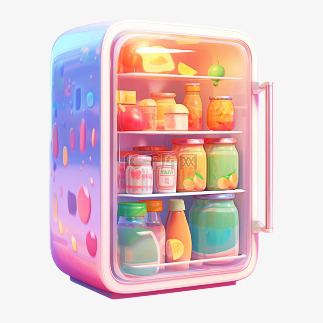 图形彩色冰箱元素立体免抠图案