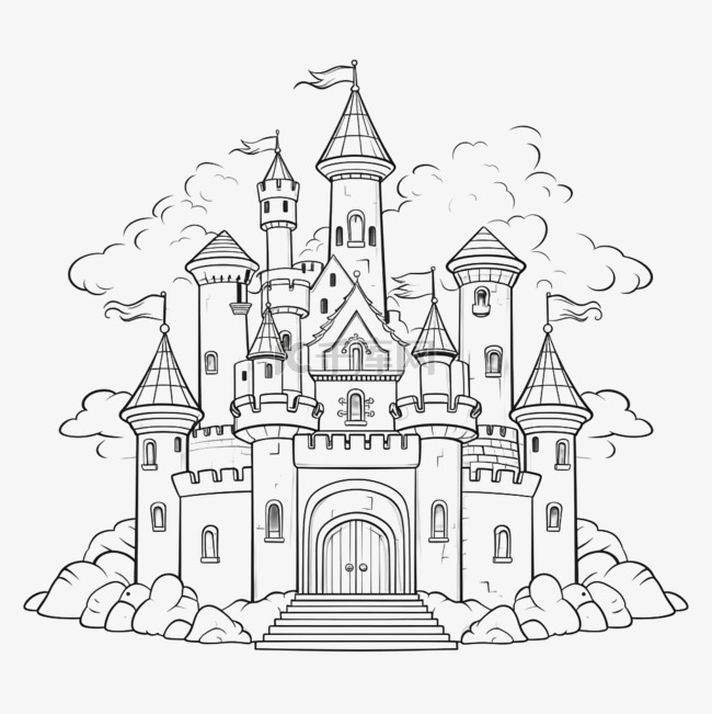 写实梦幻城堡元素立体免抠图案