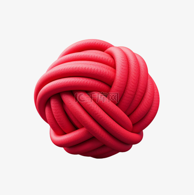简单红色毛球元素立体免抠图案