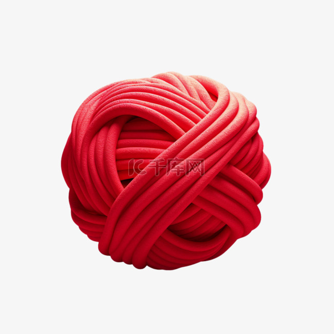 合成红色毛球元素立体免抠图案