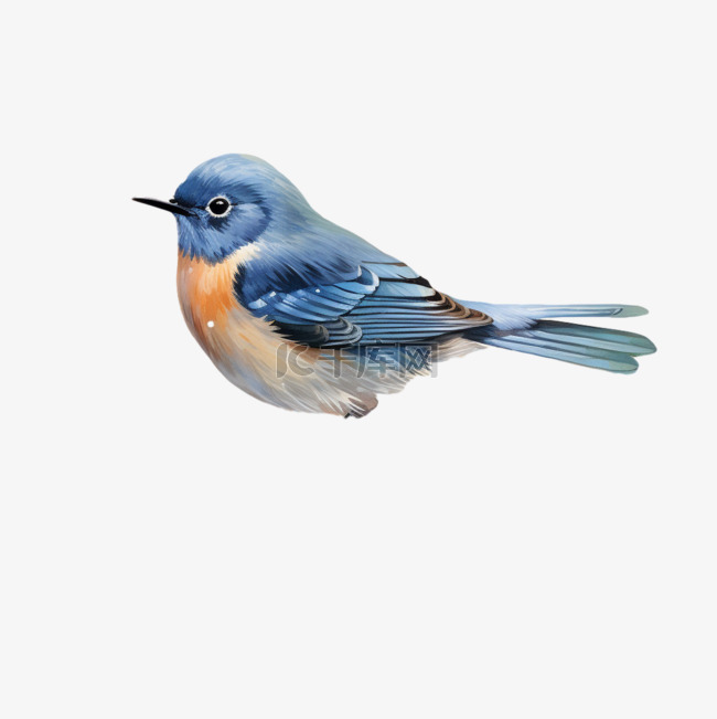 图形蓝色小鸟元素立体免抠图案