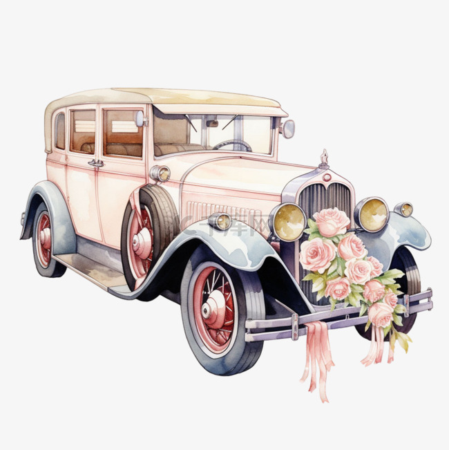 图形漂亮婚车元素立体免抠图案