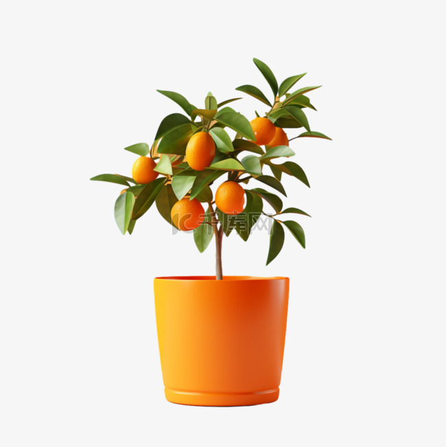 3d橘子盆栽元素立体免抠图案