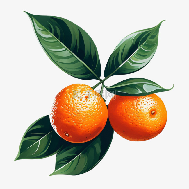 乡村砂糖橘叶子插画元素