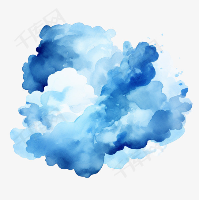 抽象水彩蓝云