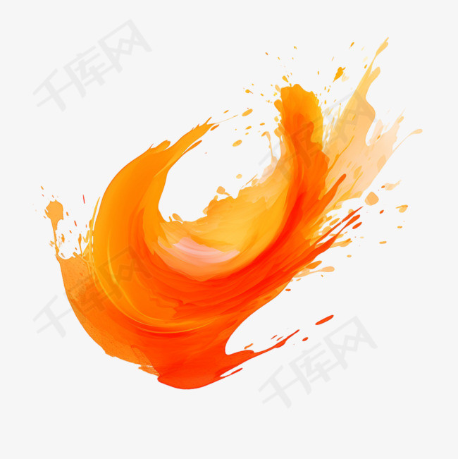 抽象橙色水彩画笔触