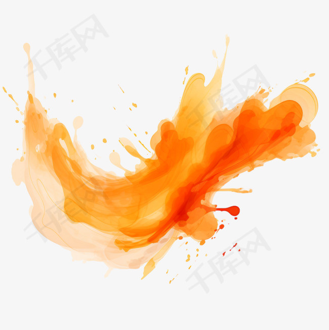 抽象橙色水彩画笔触