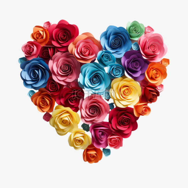 造型爱心玫瑰元素立体免抠图案