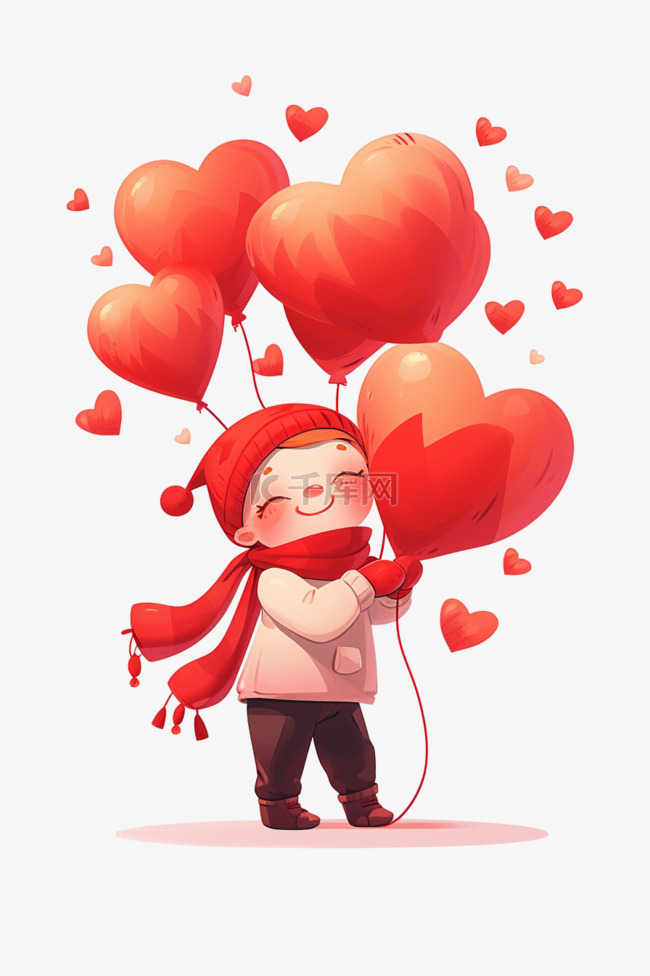 卡通手绘情人节男孩气球元素