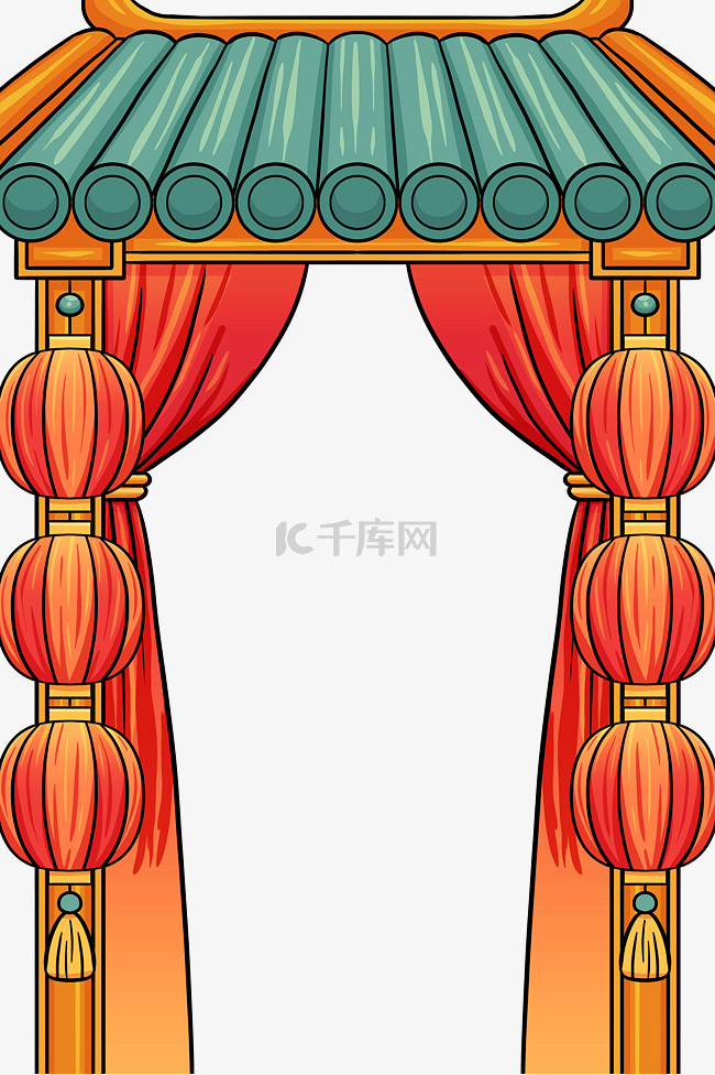 龙年新年春节灯笼房檐元素