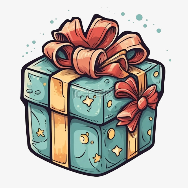 节礼日礼物盒绿色双蝴蝶结图案