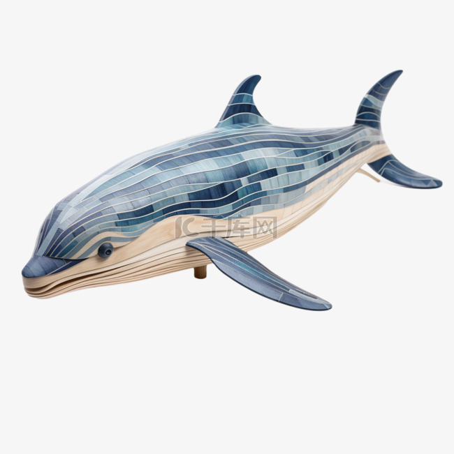 AICG木雕海鲸元素立体免抠图案