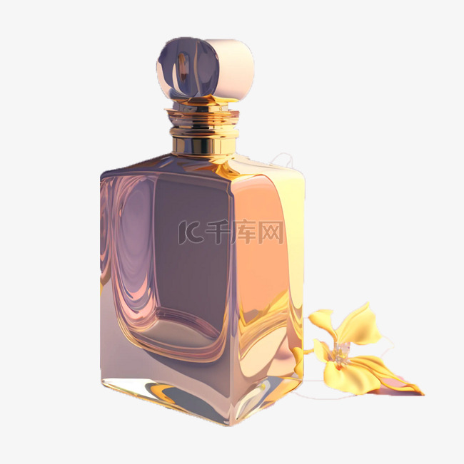 方形紫色玻璃瓶装香水