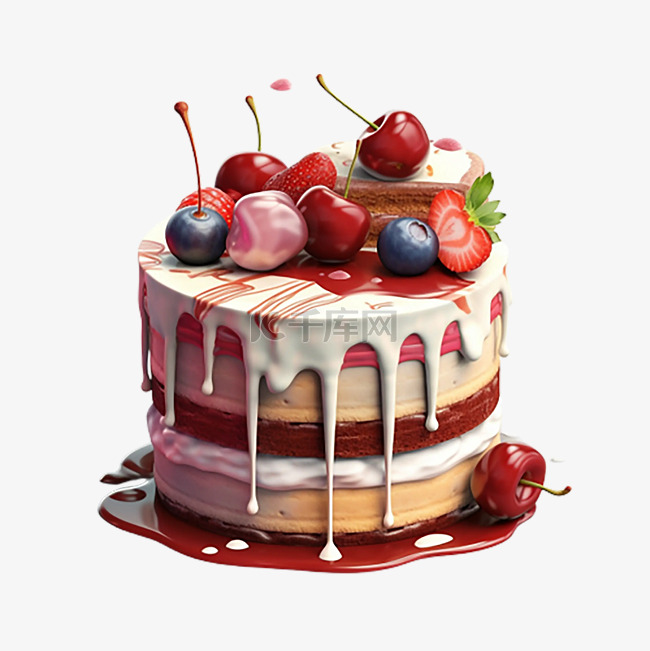 蛋糕草莓红色