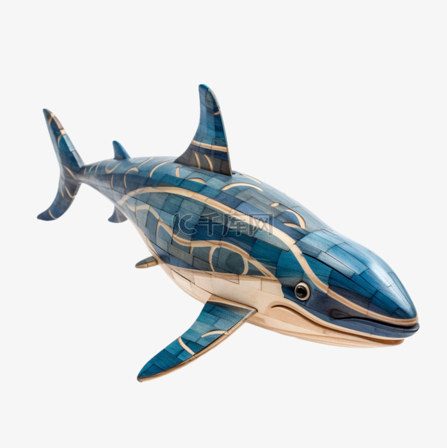装饰木雕海鲸元素立体免抠图案