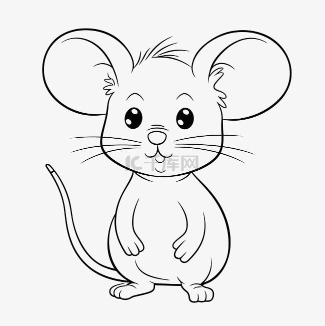 可爱的老鼠宝宝着色页动物剪贴画