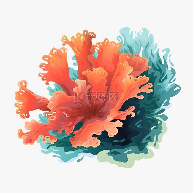 海洋日多彩色卡通珊瑚