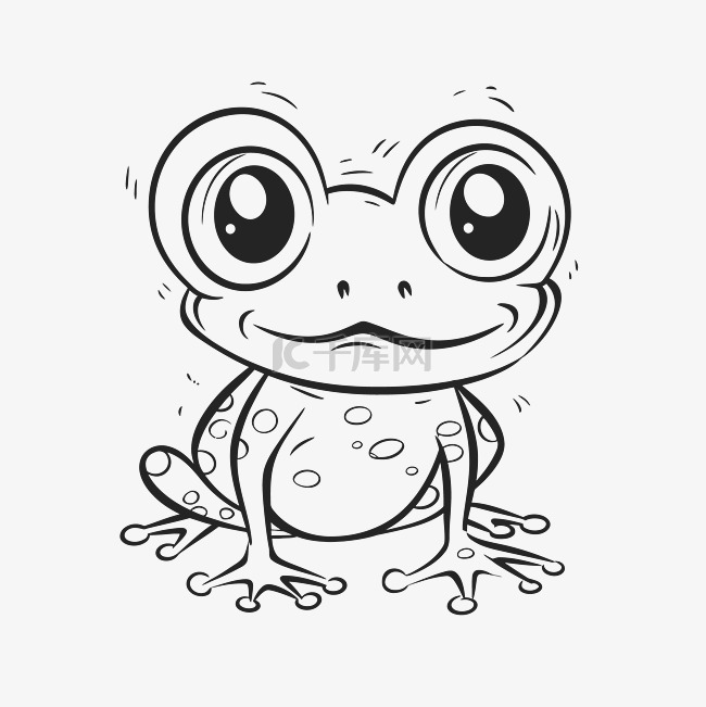 青蛙画孤立在白色与眼睛轮廓素描