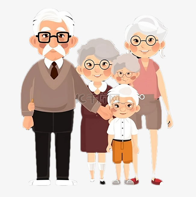祖父母日一家人幸福