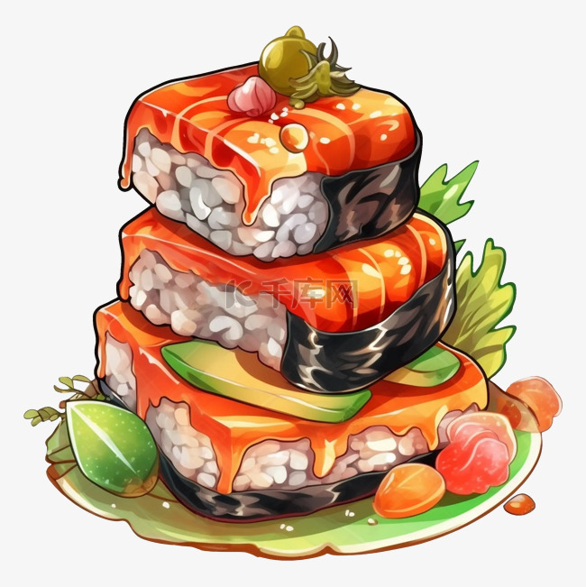 食物寿司堆叠图案