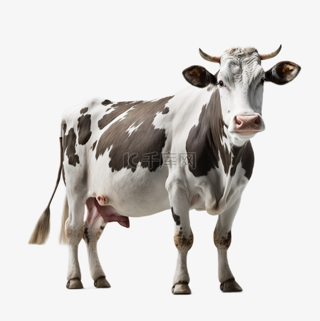 奶牛动物站立白底透明