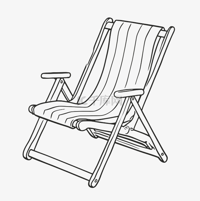 在白色背景轮廓草图上绘制沙滩椅