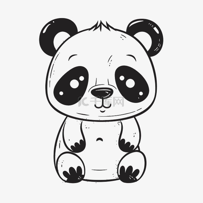 矢量艺术可爱的熊猫熊与眼睛轮廓