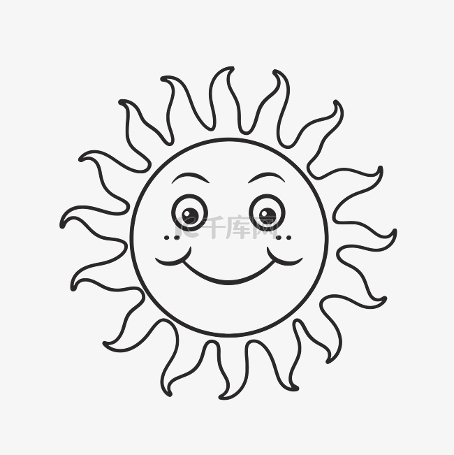 太阳带着微笑的眼睛画在白色背景