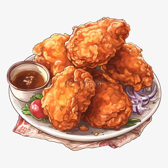 食物炸鸡蘸酱图案