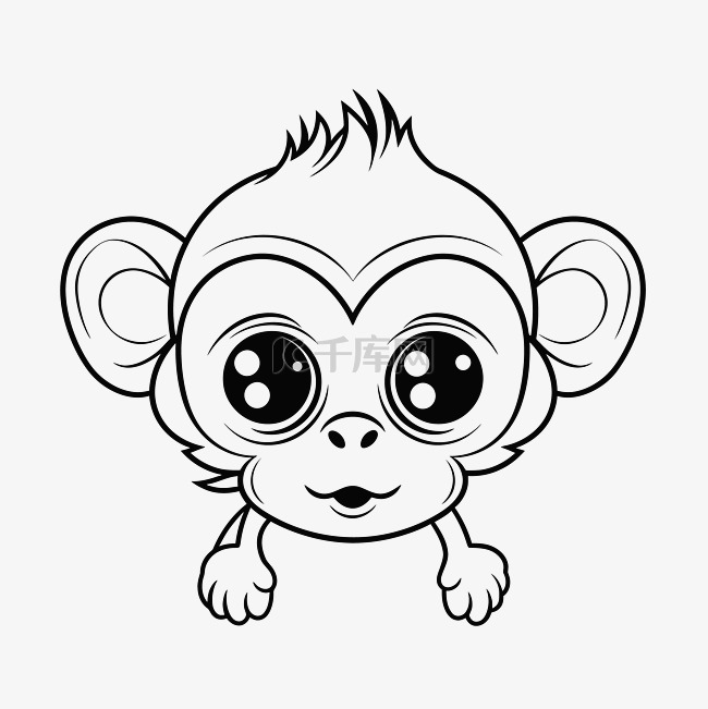 一只可爱的猴子着色页的形象，大