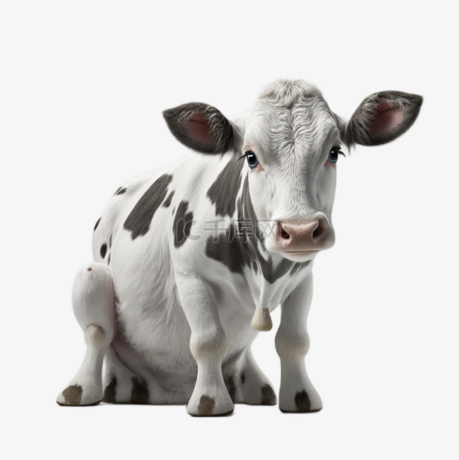 奶牛动物可爱白底透明