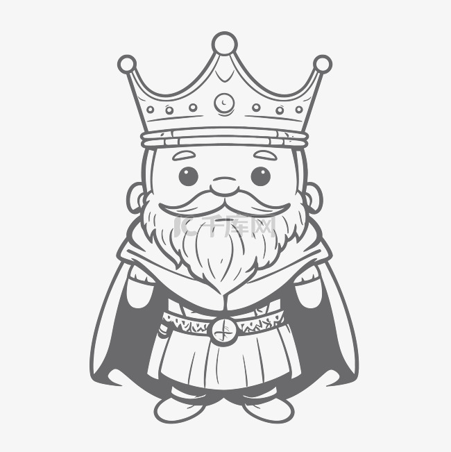 在一个黑胡子国王的着色书页面图