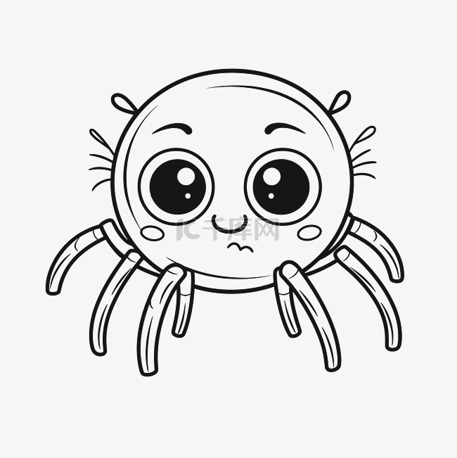 可爱的蜘蛛黑白绘图的面部表情轮