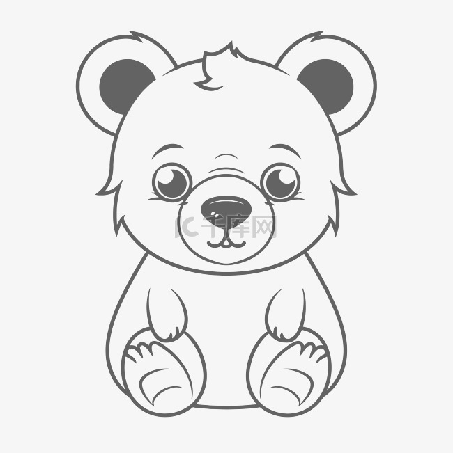 可爱的卡通熊着色页动物熊着色页