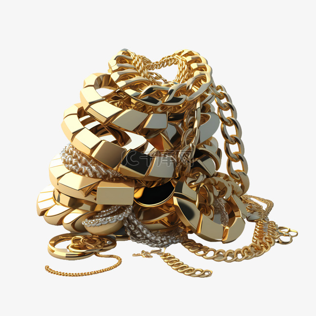 时尚创意黄金饰品珠宝链子戒指立