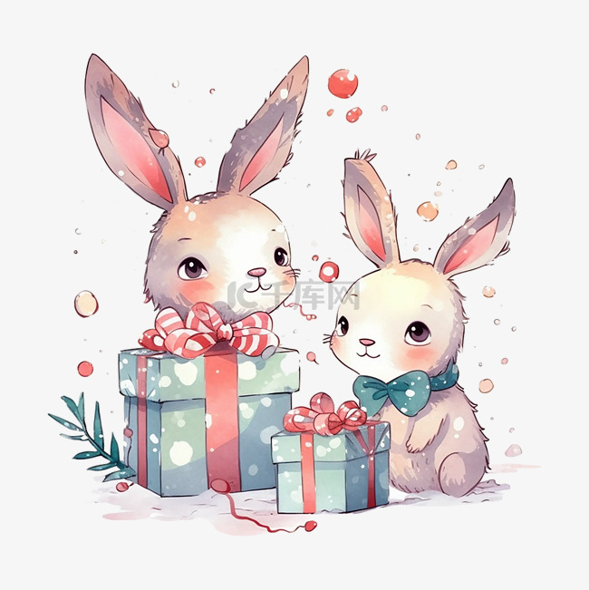 圣诞节可爱卡通兔子