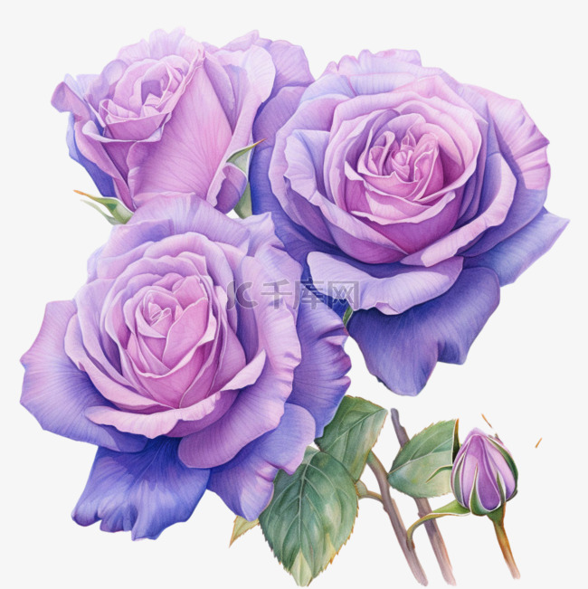 简单紫色花朵元素立体免抠图案