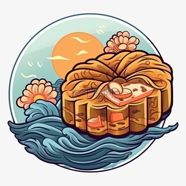 中秋节月饼海浪背景图案