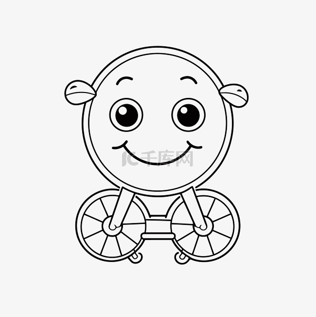 坐在自行车上的小丑着色页轮廓素