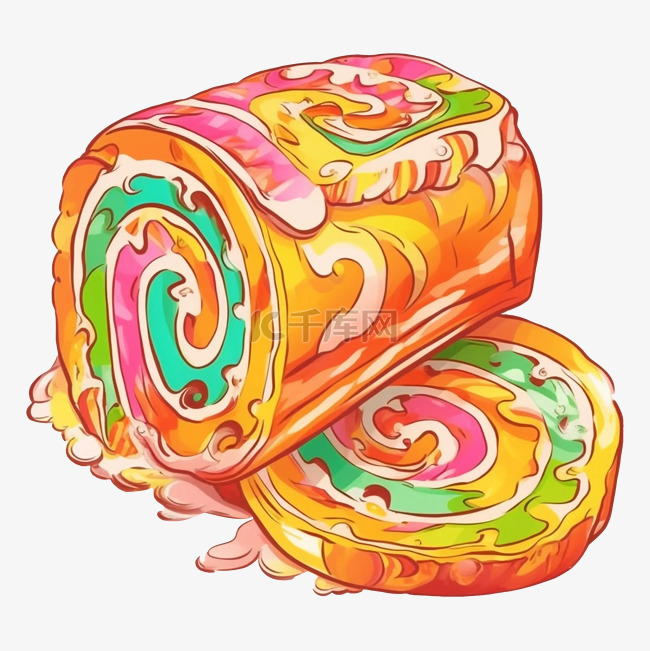 蛋糕卷彩色图案