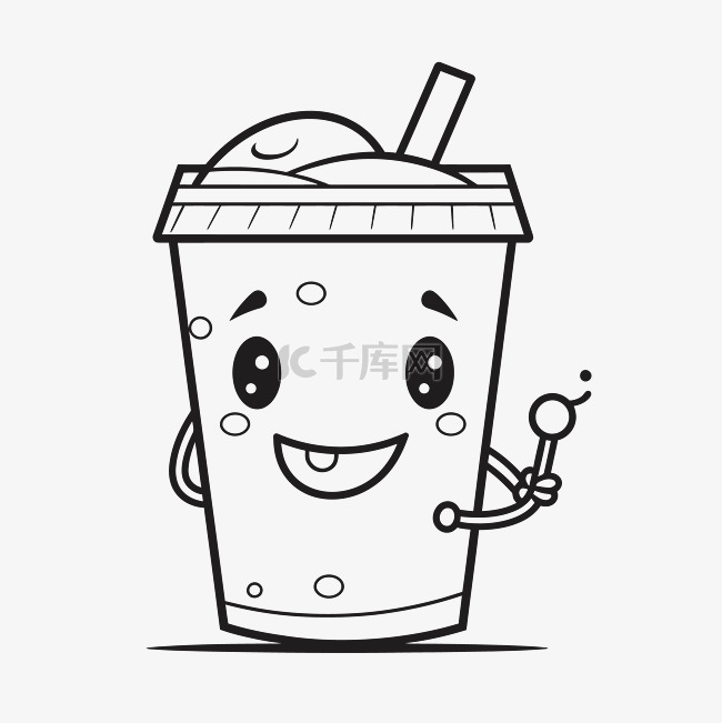 卡通咖啡饮料饮料轮廓素描的着色