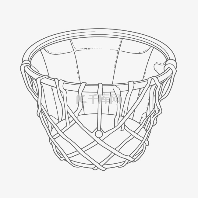 绘图篮球篮着色页大纲草图 向量