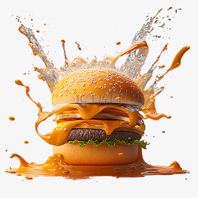创意汉堡夸张美味食物摄影图
