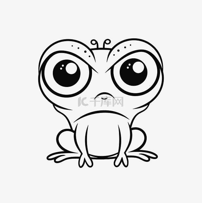 可爱的青蛙卡通和大眼睛儿童着色