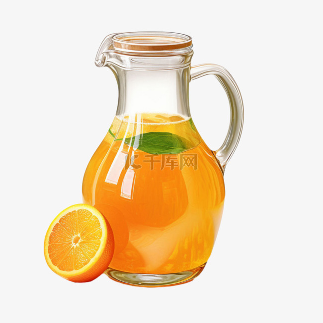 绘画美味橙汁元素立体免抠图案