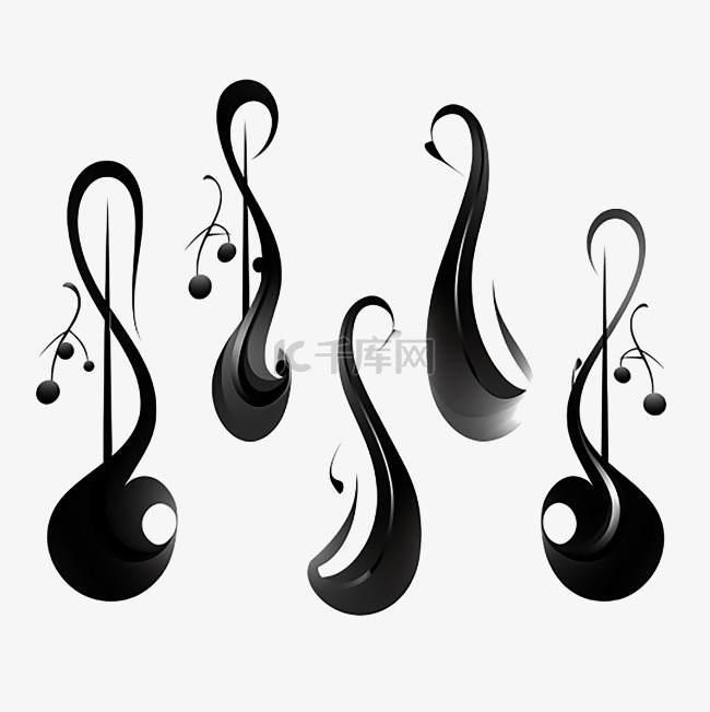 音符黑色抽象曲线