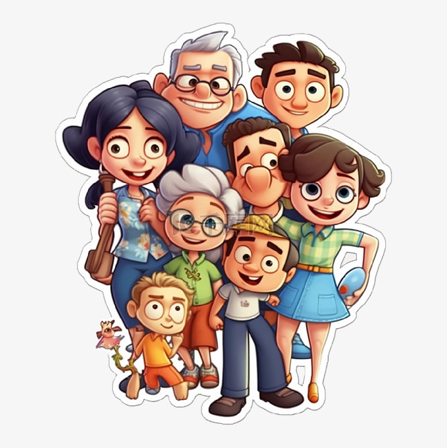 家庭日全家福3d卡通