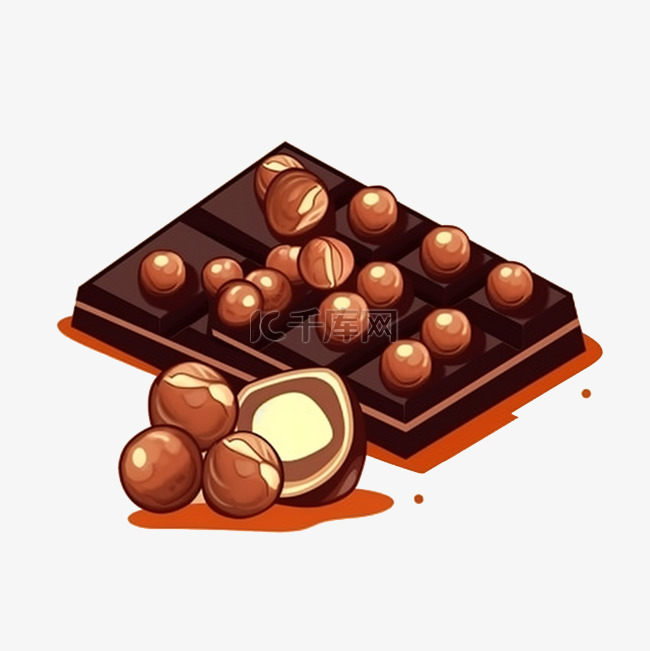 巧克力榛子巧克力块卡通立体