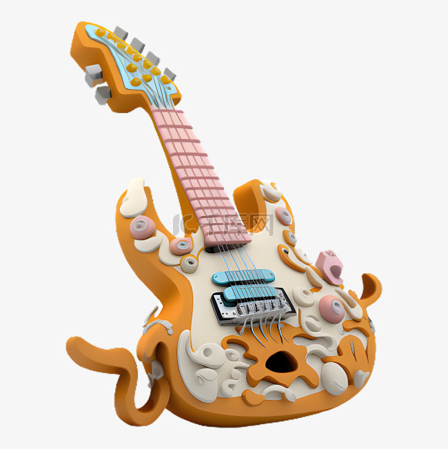 乐器吉他立体插画